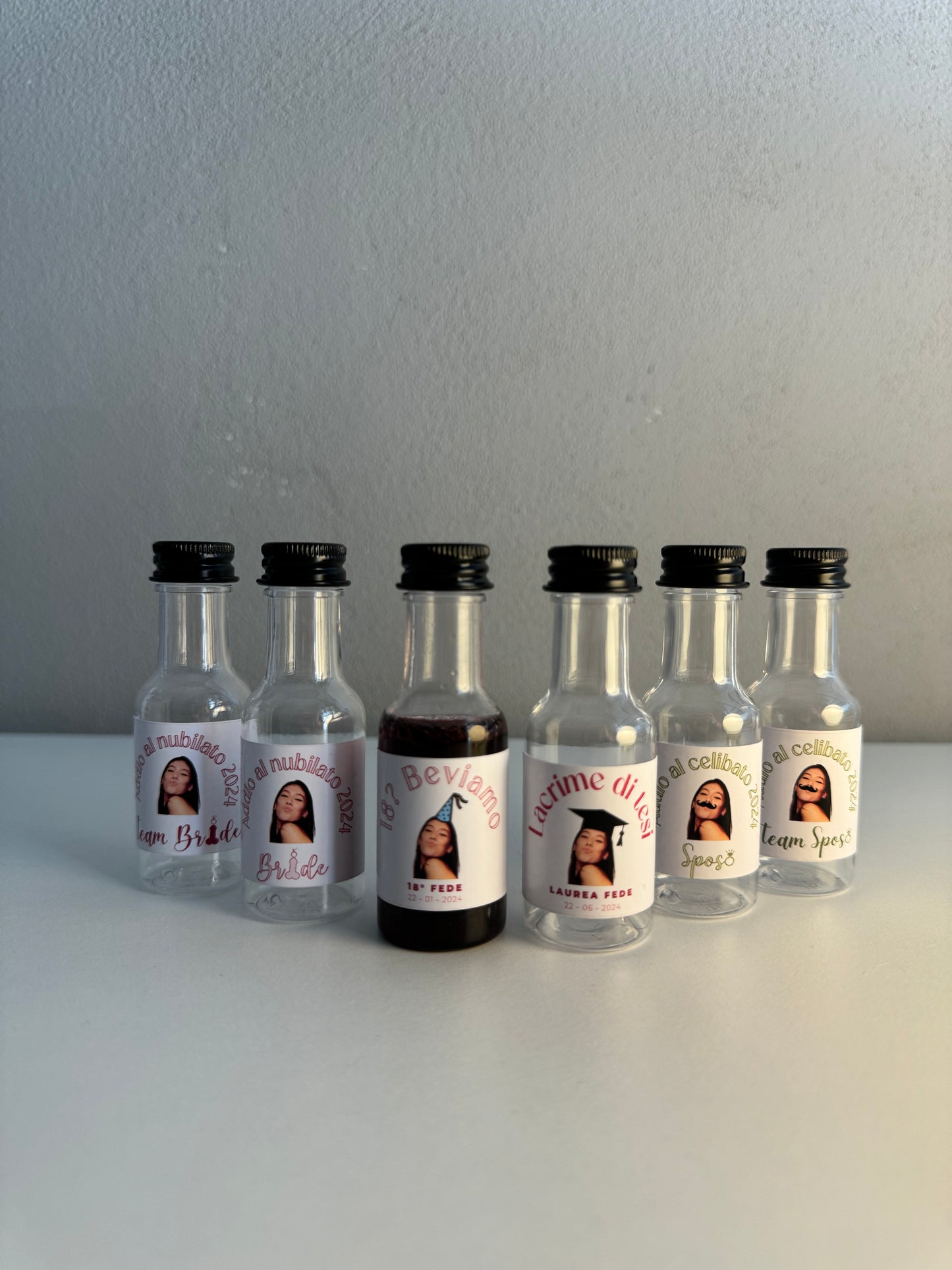 10 Bottiglie Mini personalizzate